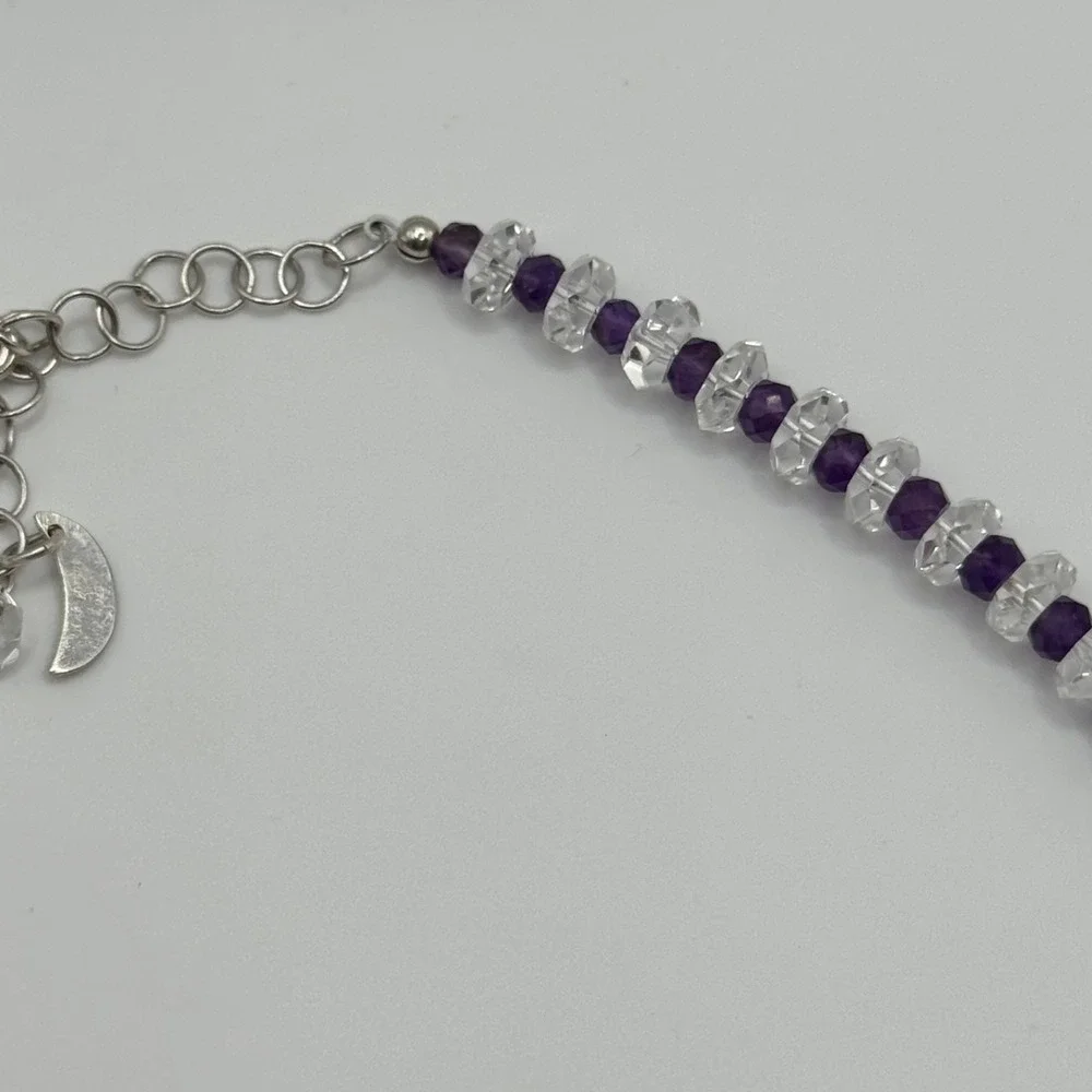 Deb Guyot Herkimer Quartz Bead Beaded Necklace Sterling Silver